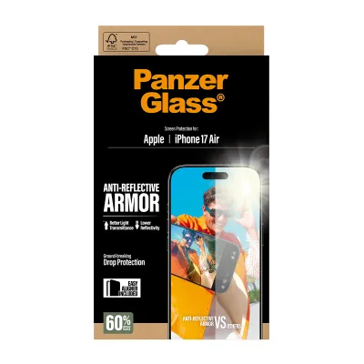 PanzerGlass - Tvrdené sklo Anti-Reflective s aplikátorom pre iPhone 17 Air, čierna