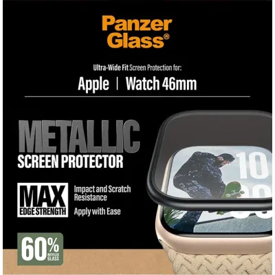 PanzerGlass - Tvrdené sklo UWF METALLIC pre Apple Watch 11/10 46 mm, čierna