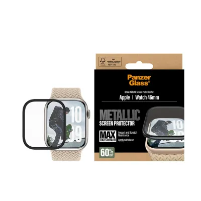 PanzerGlass - Tvrdené sklo UWF METALLIC pre Apple Watch 11/10 46 mm, čierna