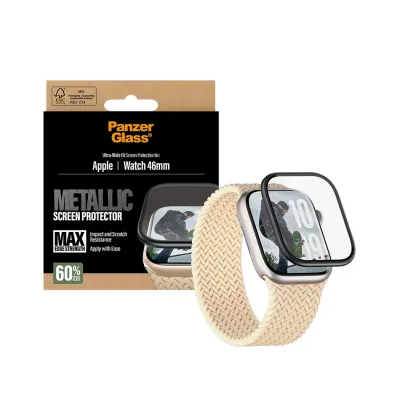 PanzerGlass - Tvrdené sklo UWF METALLIC pre Apple Watch 11/10 46 mm, čierna