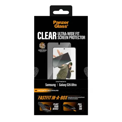 PanzerGlass - Tvrdené sklo UWF s FASTFIT In-A-Box pre Samsung Galaxy S26 Ultra, číra