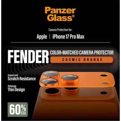 PanzerGlass - Ochranný kryt objektívu Fender pre iPhone 17 Pro Max, oranžová