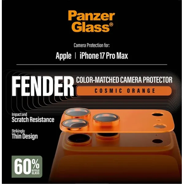 PanzerGlass - Ochranný kryt objektívu Fender pre iPhone 17 Pro Max, oranžová