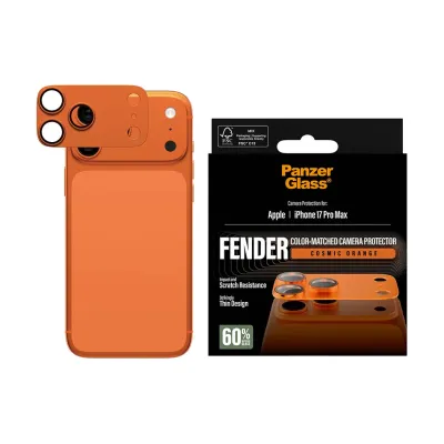 PanzerGlass - Ochranný kryt objektívu Fender pre iPhone 17 Pro Max, oranžová