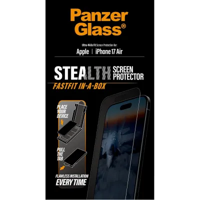PanzerGlass - Tvrdené sklo UWF Stealth s Fastfit pre iPhone 17 Air, čierna