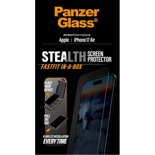 PanzerGlass - Tvrdené sklo UWF Stealth s Fastfit pre iPhone 17 Air, čierna