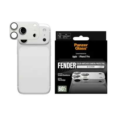 PanzerGlass - Ochranný kryt objektívu Fender pre iPhone 17 Pro, strieborná