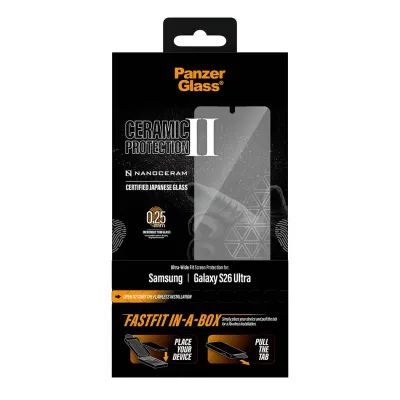 PanzerGlass - Tvrdené sklo UWF Ceramic s FASTFIT In-A-Box pre Samsung Galaxy S26 Ultra, číra