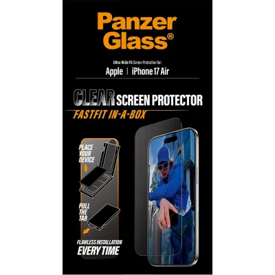 PanzerGlass - Tvrdené sklo UWF s Fastfit pre iPhone 17 Air, čierna