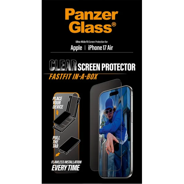 PanzerGlass - Tvrdené sklo UWF s Fastfit pre iPhone 17 Air, čierna