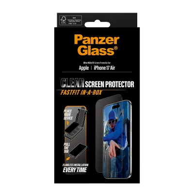 PanzerGlass - Tvrdené sklo UWF s Fastfit pre iPhone 17 Air, čierna