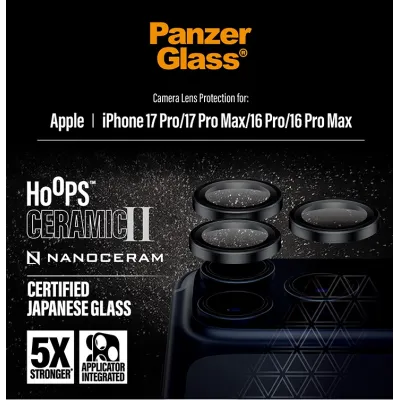 PanzerGlass - Ochranný kryt objektívu Hoops Ceramic II pre  iPhone 17 Pro Max/17 Pro/16 Pro Max/16 Pro, čierna