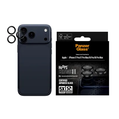PanzerGlass - Ochranný kryt objektívu Hoops Ceramic II pre  iPhone 17 Pro Max/17 Pro/16 Pro Max/16 Pro, čierna