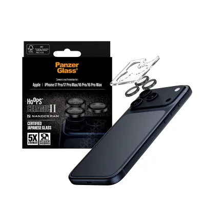 PanzerGlass - Ochranný kryt objektívu Hoops Ceramic II pre  iPhone 17 Pro Max/17 Pro/16 Pro Max/16 Pro, čierna