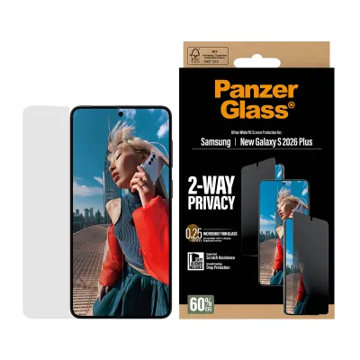 PanzerGlass - Tvrdené sklo UWF 2-Way Privacy s aplikátorom pre Samsung Galaxy S26+, číra