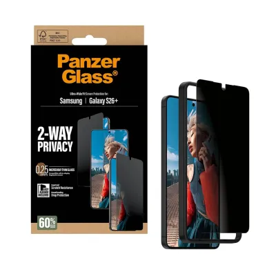 PanzerGlass - Tvrdené sklo UWF 2-Way Privacy s aplikátorom pre Samsung Galaxy S26+, číra
