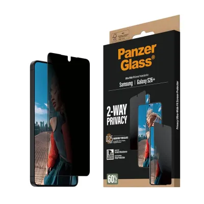 PanzerGlass - Tvrdené sklo UWF 2-Way Privacy s aplikátorom pre Samsung Galaxy S26+, číra