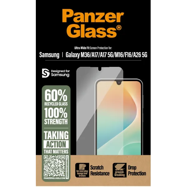 PanzerGlass - Tvrdené sklo UWF pre Samsung Galaxy M15 5G/F15 5G/A26 5G/A16/A16 5G, čierna