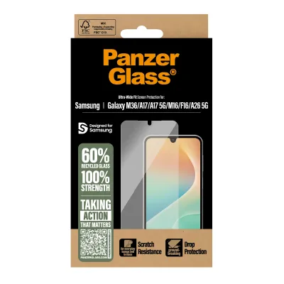 PanzerGlass - Tvrdené sklo UWF pre Samsung Galaxy M15 5G/F15 5G/A26 5G/A16/A16 5G, čierna