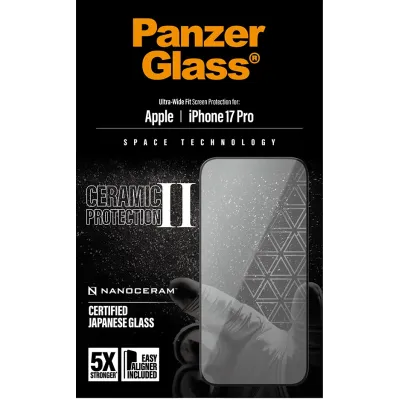 PanzerGlass - Tvrdené sklo UWF Ceramic II s aplikátorom pre iPhone 17 Pro, čierna