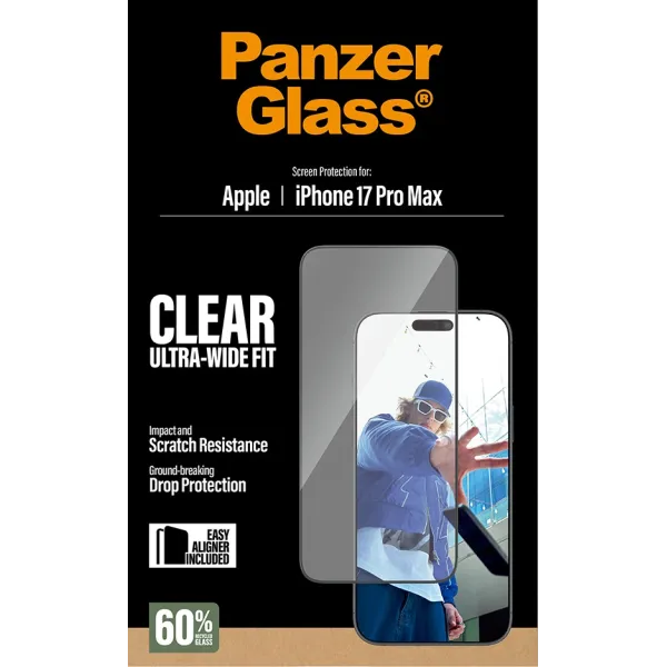 PanzerGlass - Tvrdené sklo UWF s aplikátorom pre iPhone 17 Pro Max, čierna