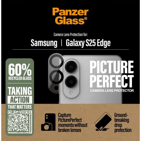 PanzerGlass - Ochranný kryt objektívu PicturePerfect pre Samsung Galaxy S25 Edge, čierna