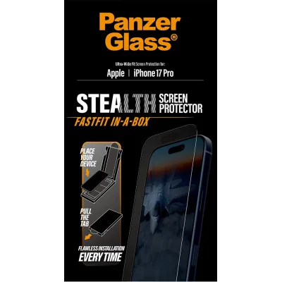 PanzerGlass - Tvrdené sklo UWF Stealth s Fastfit pre iPhone 17 Pro, čierna
