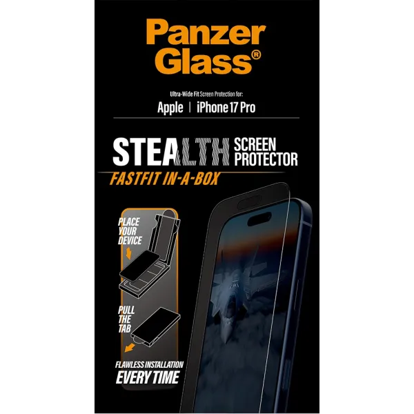 PanzerGlass - Tvrdené sklo UWF Stealth s Fastfit pre iPhone 17 Pro, čierna
