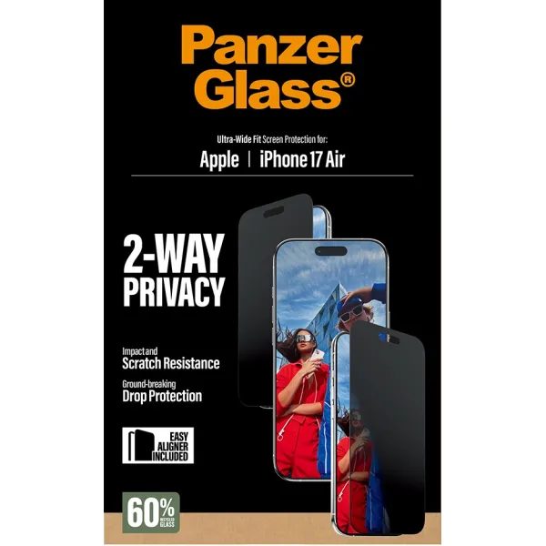 PanzerGlass - Tvrdené sklo UWF 2-Way Privacy s aplikátorom pre iPhone 17 Air, čierna