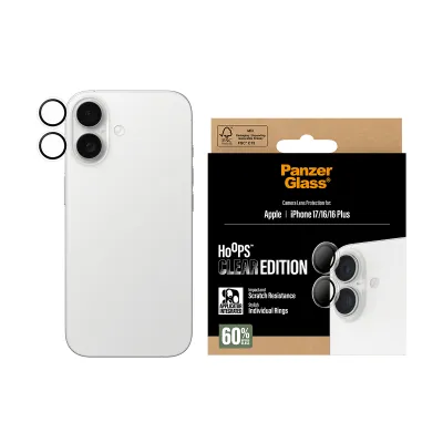 PanzerGlass - Ochranný kryt objektívu Hoops pre iPhone 17/16 Plus/16, číra