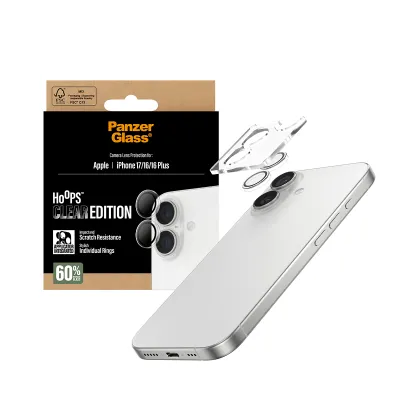 PanzerGlass - Ochranný kryt objektívu Hoops pre iPhone 17/16 Plus/16, číra