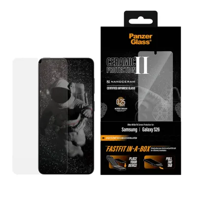 PanzerGlass - Tvrdené sklo UWF Ceramic s FASTFIT In-A-Box pre Samsung Galaxy S26, číra