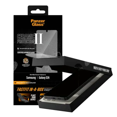PanzerGlass - Tvrdené sklo UWF Ceramic s FASTFIT In-A-Box pre Samsung Galaxy S26, číra