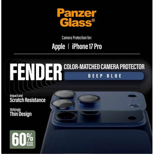 PanzerGlass - Ochranný kryt objektívu Fender pre iPhone 17 Pro, modrá