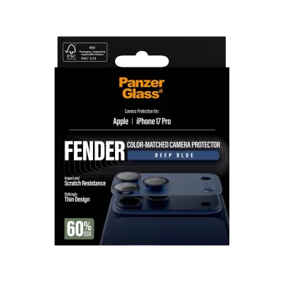 PanzerGlass - Ochranný kryt objektívu Fender pre iPhone 17 Pro, modrá