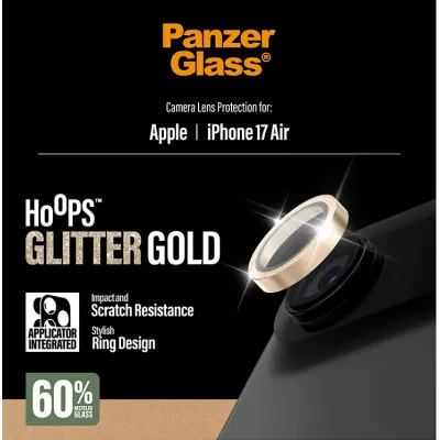 PanzerGlass - Ochranný kryt objektívu Hoops pre iPhone 17 Air, glitter gold