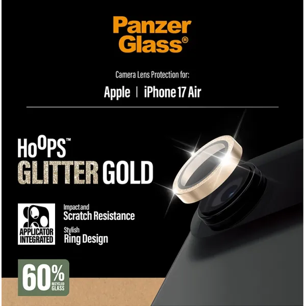 PanzerGlass - Ochranný kryt objektívu Hoops pre iPhone 17 Air, glitter gold