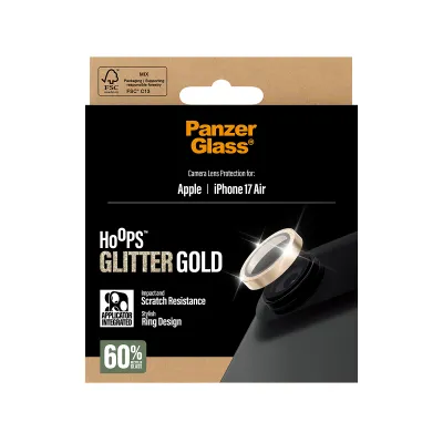 PanzerGlass - Ochranný kryt objektívu Hoops pre iPhone 17 Air, glitter gold