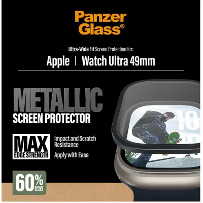 PanzerGlass - Tvrdené sklo UWF METALLIC pre Apple Watch 11/10 49 mm, čierna