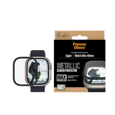 PanzerGlass - Tvrdené sklo UWF METALLIC pre Apple Watch 11/10 49 mm, čierna