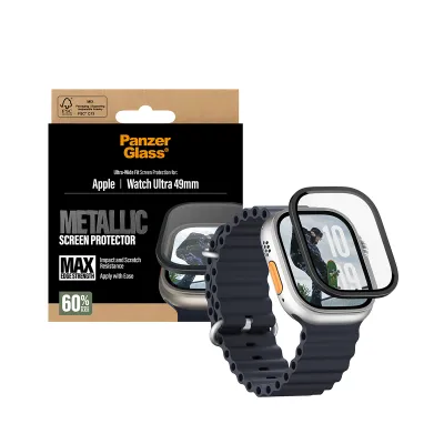 PanzerGlass - Tvrdené sklo UWF METALLIC pre Apple Watch 11/10 49 mm, čierna