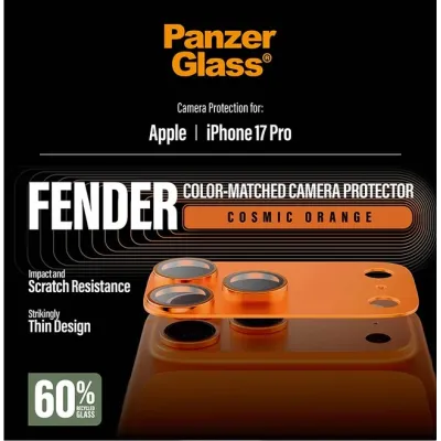 PanzerGlass - Ochranný kryt objektívu Fender pre iPhone 17 Pro, oranžová