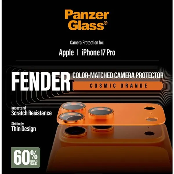 PanzerGlass - Ochranný kryt objektívu Fender pre iPhone 17 Pro, oranžová