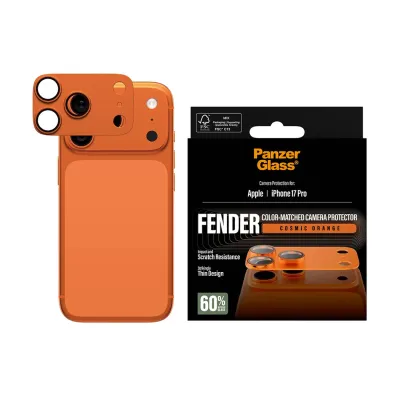 PanzerGlass - Ochranný kryt objektívu Fender pre iPhone 17 Pro, oranžová