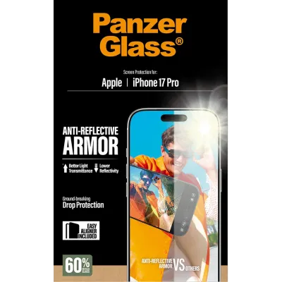 PanzerGlass - Tvrdené sklo Anti-Reflective s aplikátorom pre iPhone 17 Pro, čierna