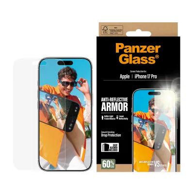 PanzerGlass - Tvrdené sklo Anti-Reflective s aplikátorom pre iPhone 17 Pro, čierna