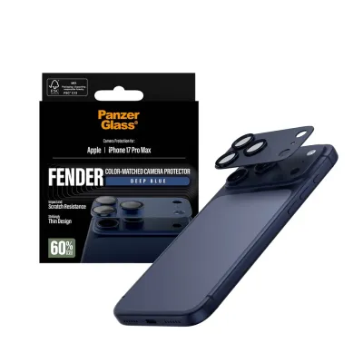 PanzerGlass - Ochranný kryt objektívu Fender pre iPhone 17 Pro Max, modrá