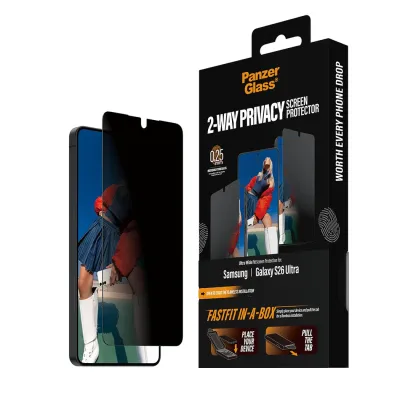 PanzerGlass - Tvrdené sklo UWF 2-Way Privacy s FASTFIT In-A-Box pre Samsung Galaxy S26 Ultra, číra