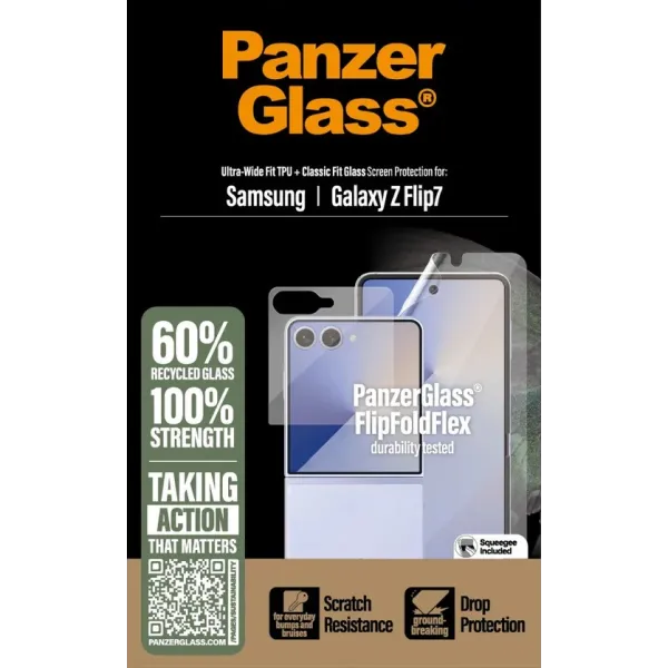 PanzerGlass - Ochranná fólia UWF a tvrdené sklo pre Samsung Galaxy Z Flip7, číra