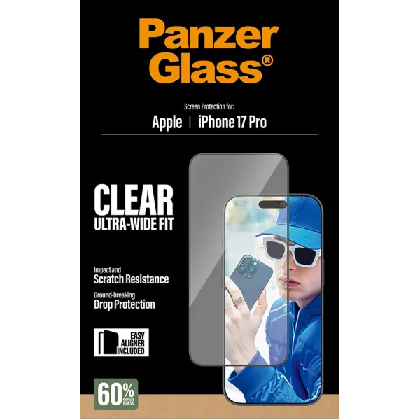PanzerGlass - Tvrdené sklo UWF s aplikátorom pre iPhone 17 Pro, čierna